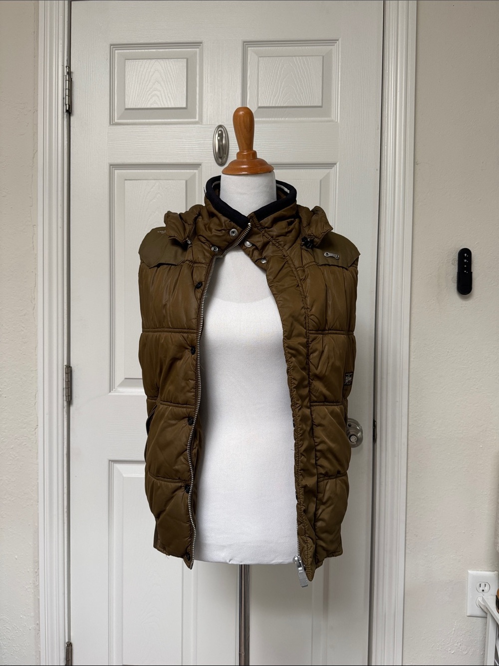 G-Star Quilted Hooded Puffer Vest - Olive Green